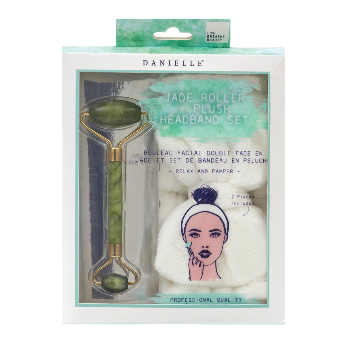 Jade Dual Ended Roller and Plush Headband Set