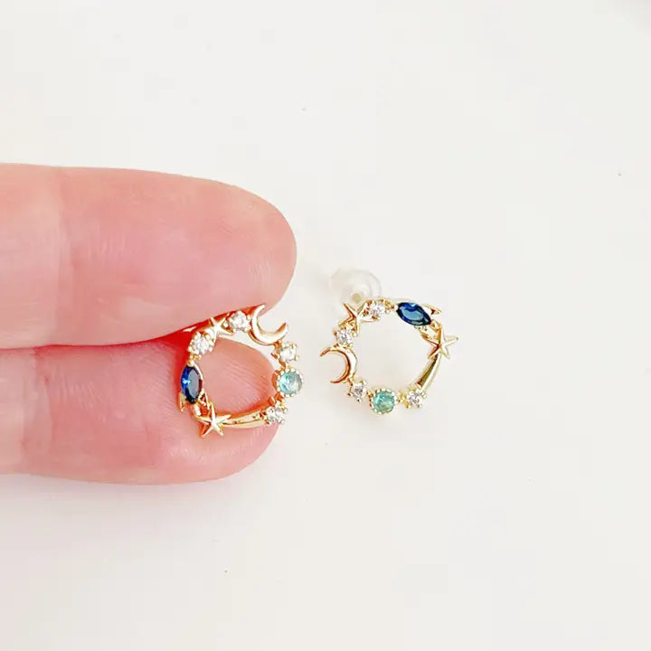 Stars and Moon Wreath Earrings