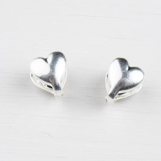 Holly Heart Huggie Earrings - Silver Plated