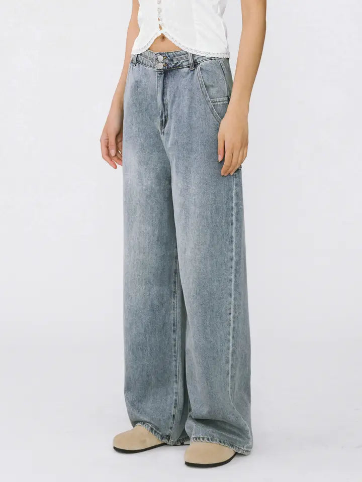 High Waist Oversized Jeans - Blue