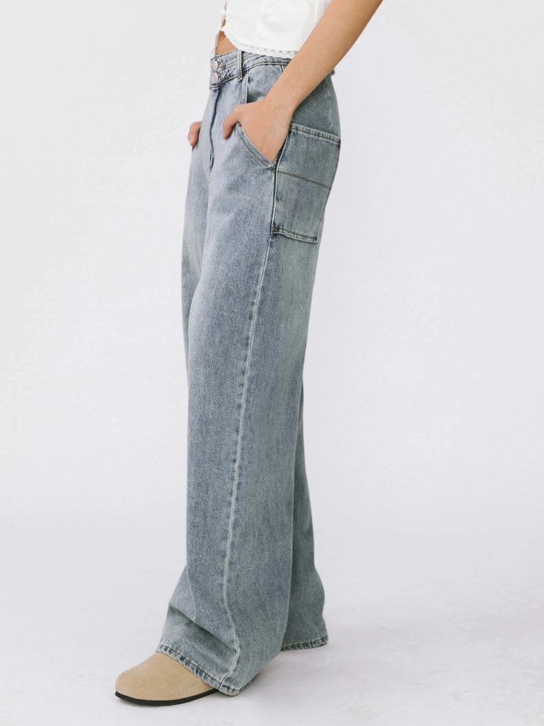 High Waist Oversized Jeans - Blue