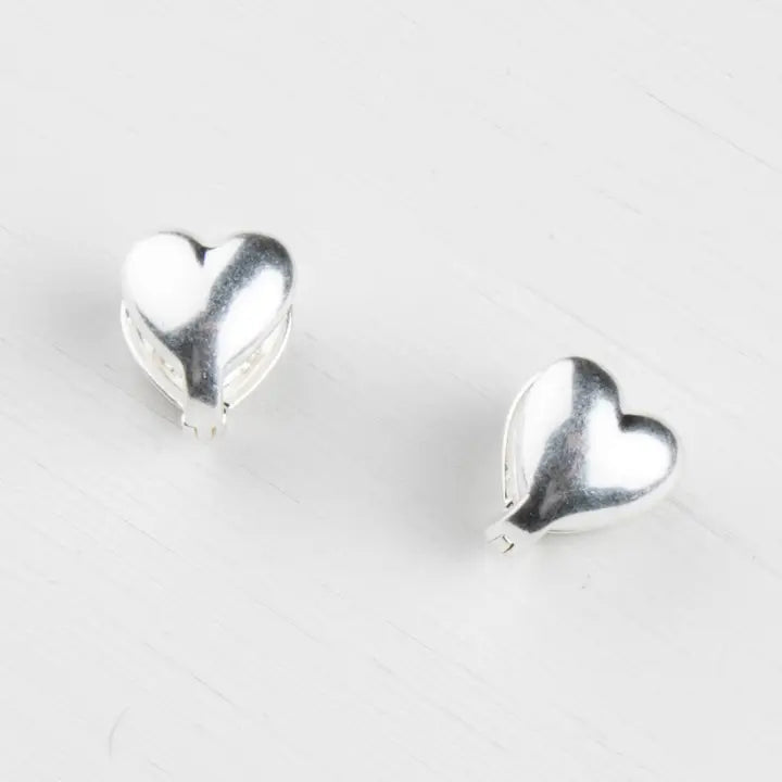 Holly Heart Huggie Earrings - Silver Plated