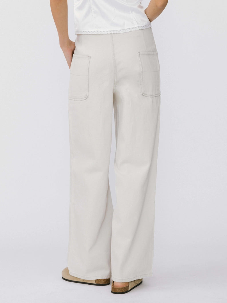 High Waist Oversized Jeans - Beige