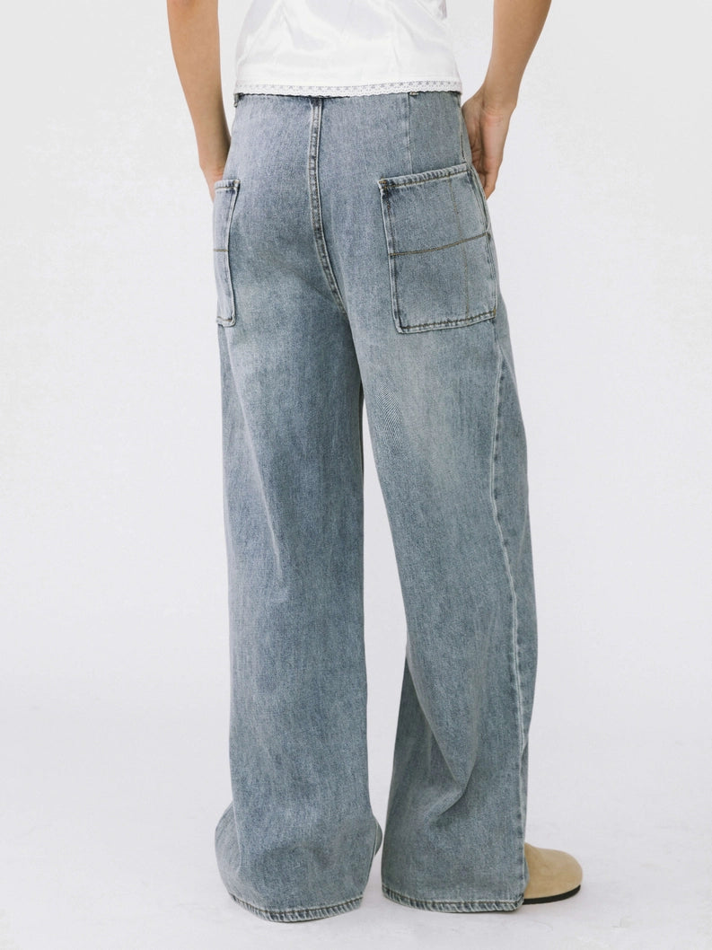 High Waist Oversized Jeans - Blue