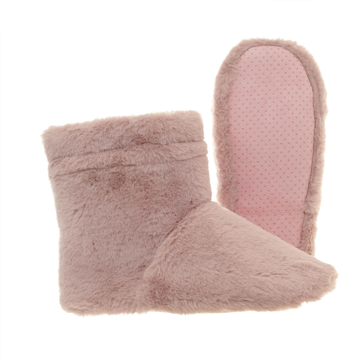 Pink Faux Fur Slipper Boots