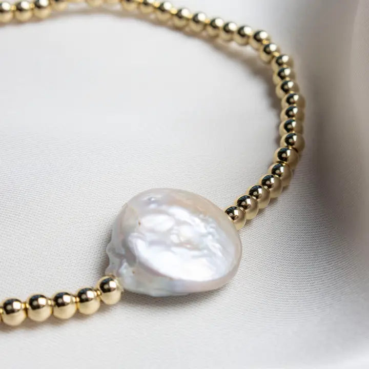 Ocean Bracelet - Gold Plated/Baroque Pearl